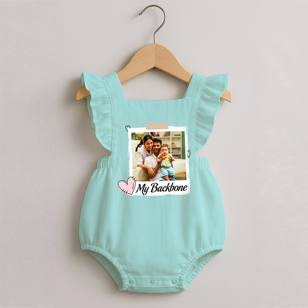 My Backbone Romper Frock | Personalized Family Romper Frock Honoring Loved Ones - MINT GREEN - 0 - 3 Months Old (Chest 19")