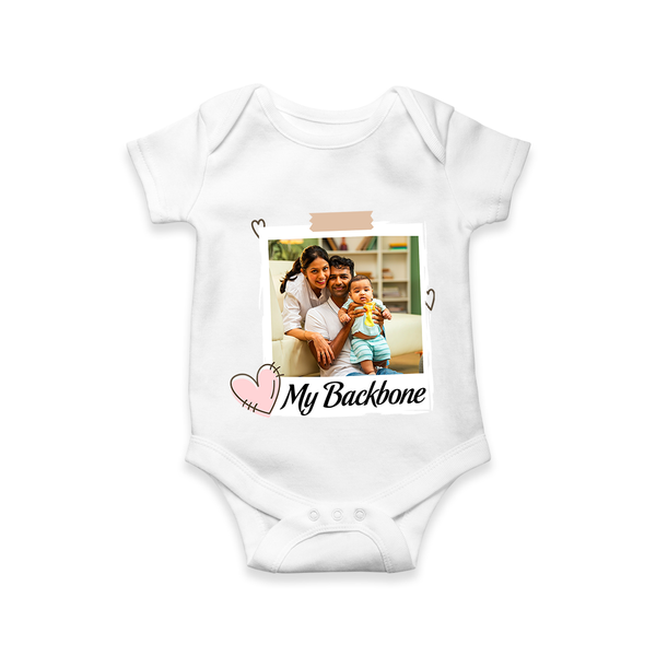 My Backbone Romper/Onesie | Personalized Family Romper/Onesie Honoring Loved Ones - WHITE - New Born (Chest 14")