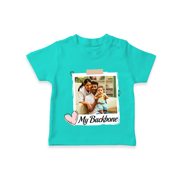 My Backbone T-shirt | Personalized Family T-shirt Honoring Loved Ones - TEAL - 0-5 Months Old (Chest 17")