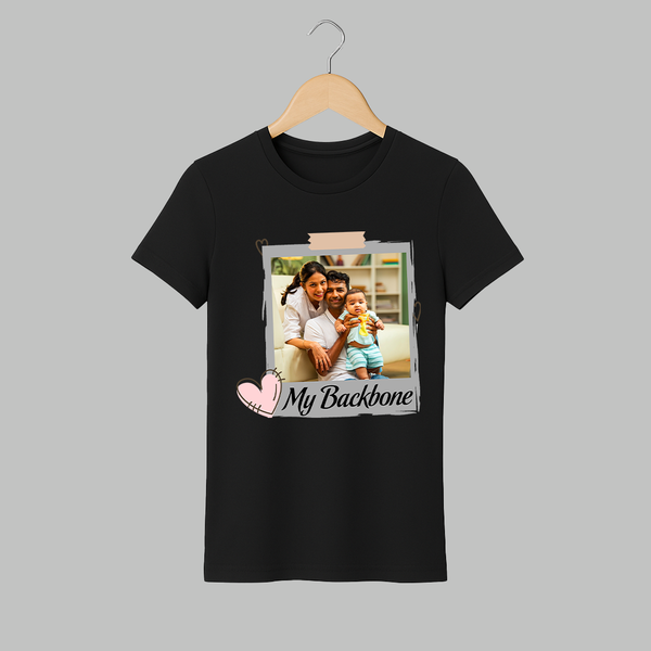 My Backbone Adult Tshirt | Personalized Family Adult Tshirt Honoring Loved Ones - BLACK - S (Chest 19")