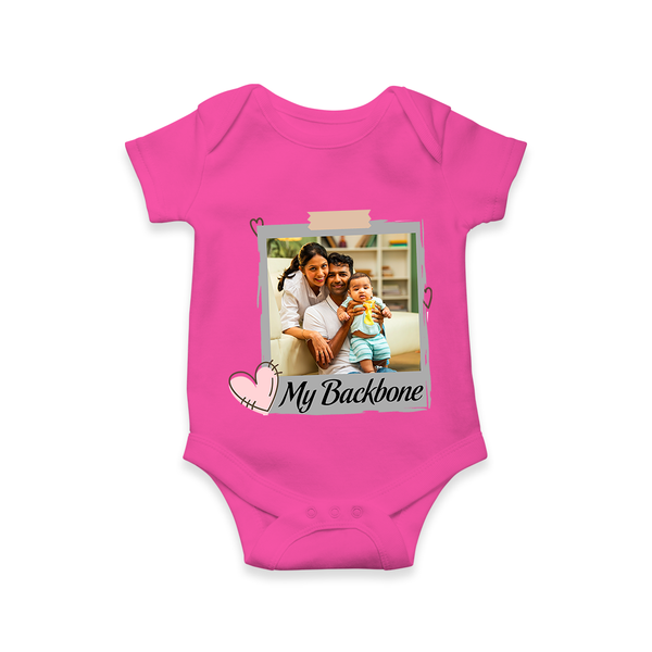 My Backbone Romper/Onesie | Personalized Family Romper/Onesie Honoring Loved Ones - HOT PINK - New Born (Chest 14")