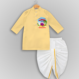 Harvesting Happiness Pongal Vibes - Customized Drapped Dhoti For Kids - YELLOW - 0 - 6 Month Old (Chest 24", Kurta Length 14" , Waist 19", Dhoti Length 14")