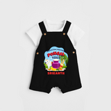 “Harvesting Happiness – Pongal Vibes”  | Personalized Kids Dungaree  - BLACK - 0 - 5 Months Old (Chest 18")