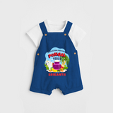 “Harvesting Happiness – Pongal Vibes”  | Personalized Kids Dungaree  - COBALT BLUE - 0 - 5 Months Old (Chest 18")