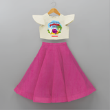 Harvesting Happiness Pongal Vibes - Customized Crop Top And Skirt For Kids - FUSCHIA - 6 - 9 Months Old (Chest 20" , Frock Waist 20")