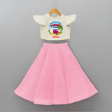 Harvesting Happiness Pongal Vibes - Customized Crop Top And Skirt For Kids - PINK - 6 - 9 Months Old (Chest 20" , Frock Waist 20")