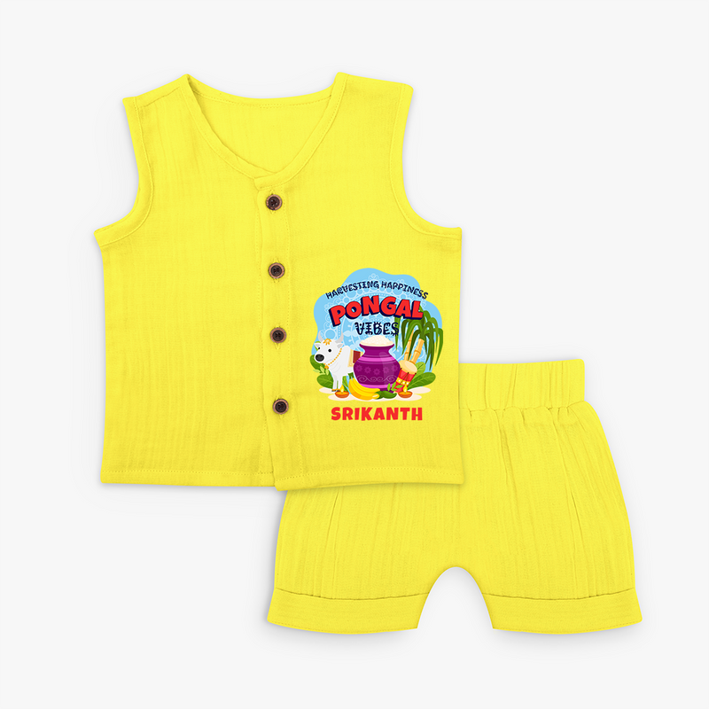 Harvesting Happiness Pongal Vibes - Customized Jabla For Kids - YELLOW - 0 - 3 Months Old (Chest 9.8")