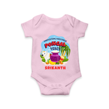 “Harvesting Happiness – Pongal Vibes”  | Personalized Kids Romper  - BABY PINK - New Born (Chest 14")