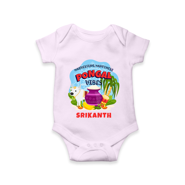 “Harvesting Happiness – Pongal Vibes”  | Personalized Kids Romper  - LILAC - New Born (Chest 14")
