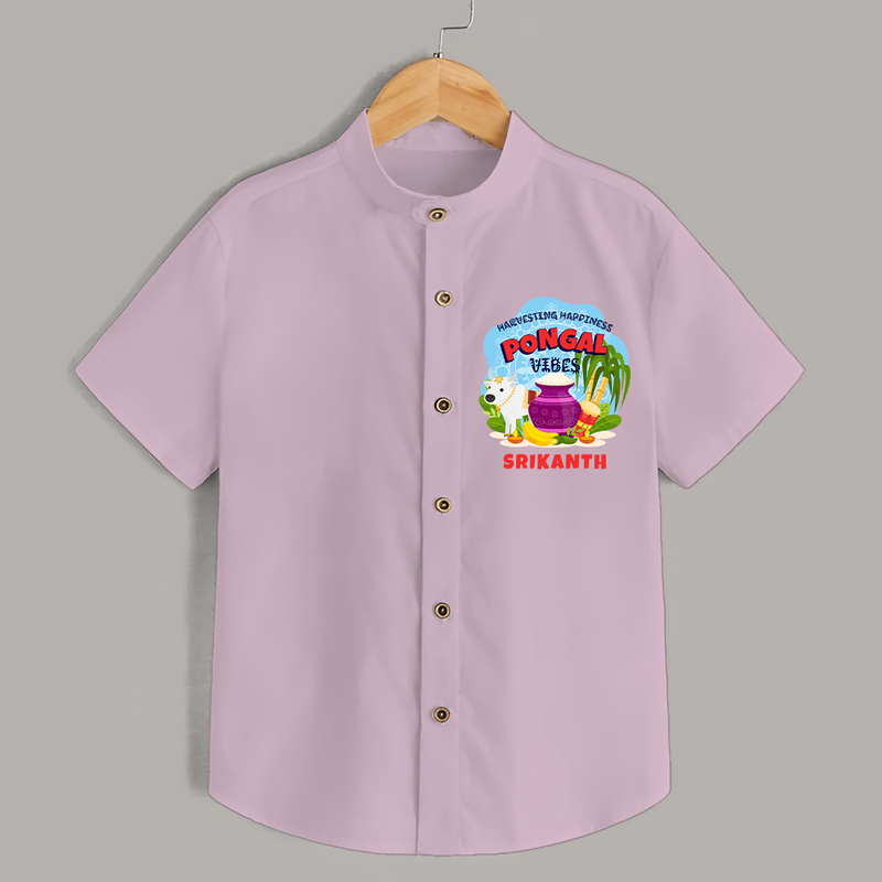 Harvesting Happiness Pongal Vibes - Customized Shirt For Kids - PINK - 0 - 6 Months Old (Chest 23")