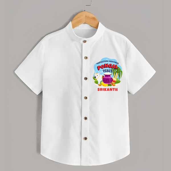 Harvesting Happiness Pongal Vibes - Customized Shirt For Kids - WHITE - 0 - 6 Months Old (Chest 23")