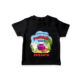“Harvesting Happiness – Pongal Vibes”  | Personalized Kids T-Shirt  - BLACK - 0-5 Months Old (Chest 17")