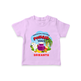 “Harvesting Happiness – Pongal Vibes”  | Personalized Kids T-Shirt  - LILAC - 0-5 Months Old (Chest 17")