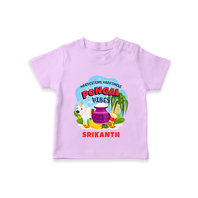 Harvesting Happiness Pongal Vibes - Customized T-Shirt For Kids - LILAC - 0-5 Months Old (Chest 17")