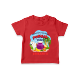 “Harvesting Happiness – Pongal Vibes”  | Personalized Kids T-Shirt  - RED - 0-5 Months Old (Chest 17")