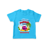 “Harvesting Happiness – Pongal Vibes”  | Personalized Kids T-Shirt  - SKY BLUE - 0-5 Months Old (Chest 17")