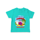 “Harvesting Happiness – Pongal Vibes”  | Personalized Kids T-Shirt  - TEAL - 0-5 Months Old (Chest 17")