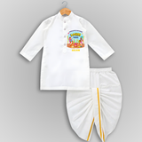 Harvesting Happiness Lohri Vibes - Customized Drapped Dhoti For Kids - WHITE - 0 - 6 Month Old (Chest 24", Kurta Length 14" , Waist 19", Dhoti Length 14")