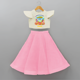 Harvesting Happiness Lohri Vibes - Customized Crop Top And Skirt For Kids - PINK - 6 - 9 Months Old (Chest 20" , Frock Waist 20")