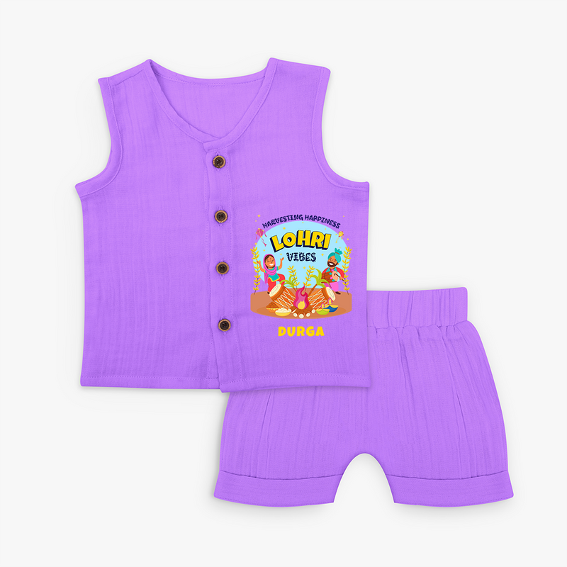 Harvesting Happiness Lohri Vibes - Customized Jabla For Kids - PURPLE - 0 - 3 Months Old (Chest 9.8")