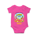 Harvesting Happiness Lohri Vibes - Customized Romper For Babies - HOT PINK - 0 - 3 Months Old (Chest 16")