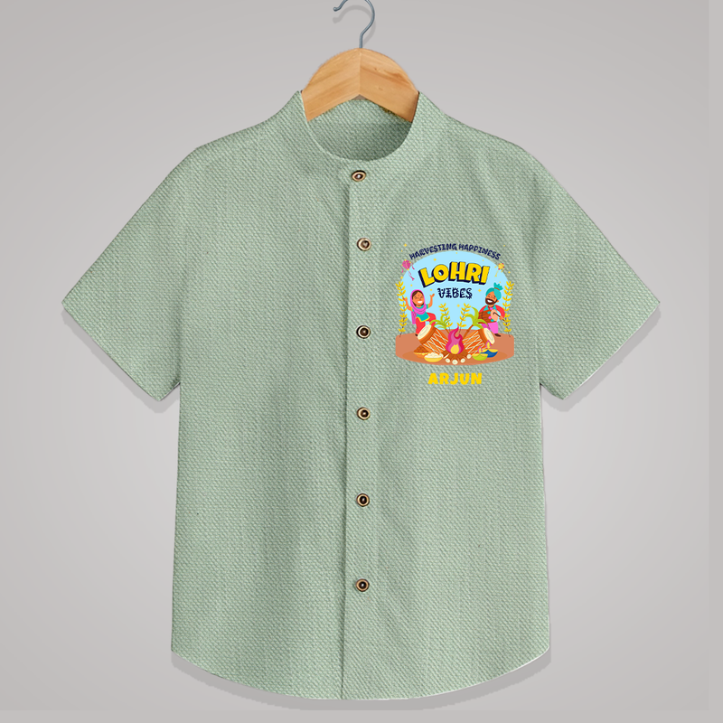 Harvesting Happiness Lohri Vibes - Customized Shirt For Kids - MINT GREEN - 0 - 6 Months Old (Chest 23")