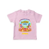 Harvesting Happiness Lohri Vibes - Customized T-Shirt For Kids - PINK - 0-5 Months Old (Chest 17")