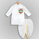 Harvesting Happiness Makar Sankranti Vibes - Customized Drapped Dhoti For Kids - WHITE - 0 - 6 Month Old (Chest 24", Kurta Length 14" , Waist 19", Dhoti Length 14")