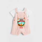 Harvesting Happiness Makar Sankranti Vibes - Customized Dungaree Set For Kids - PEACH - 0 - 5 Months Old (Chest 18")