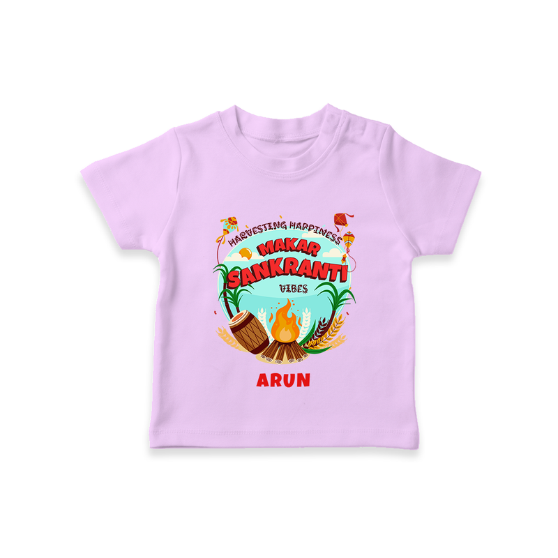 Harvesting Happiness Makar Sankranti Vibes - Customized T-Shirt For Kids - LILAC - 0-5 Months Old (Chest 17")