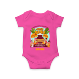 Harvesting Happiness Magh Bihu Vibes - Customized Romper For Babies - HOT PINK - 0 - 3 Months Old (Chest 16")