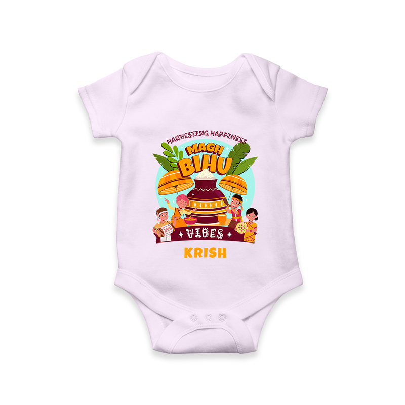 Harvesting Happiness Magh Bihu Vibes - Customized Romper For Babies - LILAC - 0 - 3 Months Old (Chest 16")