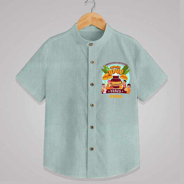 Harvesting Happiness Magh Bihu Vibes - Customized Shirt For Kids - ARCTIC BLUE - 0 - 6 Months Old (Chest 23")