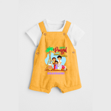 Happy Pongal With Amma Appa - Customized Dungaree Set For Kids - PASTEL YELLOW - 0 - 5 Months Old (Chest 18")