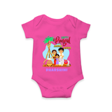 “Happy Pongal with Amma Appa” Family Illustration | Personalized Kids Romper  - HOT PINK - New Born (Chest 14")