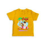 “Happy Pongal with Amma Appa” Family Illustration | Personalized Kids T-Shirt  - CHROME YELLOW - 0-5 Months Old (Chest 17")