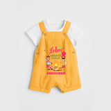 Happy Lohri With Mummyji Papaji   - Customized Dungaree Set For Kids - PASTEL YELLOW - 0 - 5 Months Old (Chest 18")