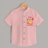 Happy Lohri With Mummyji Papaji   - Customized Shirt For Kids - PEACH - 0 - 6 Months Old (Chest 23")