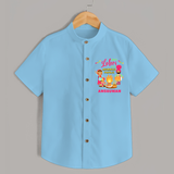 Happy Lohri With Mummyji Papaji   - Customized Shirt For Kids - SKY BLUE - 0 - 6 Months Old (Chest 23")