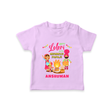 Happy Lohri With Mummyji Papaji   - Customized T-Shirt For Kids - LILAC - 0-5 Months Old (Chest 17")