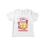 Happy Lohri With Mummyji Papaji   - Customized T-Shirt For Kids - WHITE - 0-5 Months Old (Chest 17")