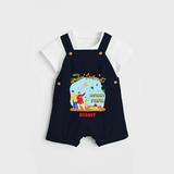 Happy Makar Sankranti With Mummy Papa - Customized Dungaree Set For Kids - NAVY BLUE - 0 - 5 Months Old (Chest 18")