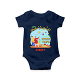 Happy Makar Sankranti With Mummy Papa - Customized Romper For Babies - NAVY BLUE - 0 - 3 Months Old (Chest 16")