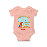 Happy Makar Sankranti With Mummy Papa - Customized Romper For Babies - PEACH - 0 - 3 Months Old (Chest 16")