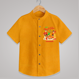 Happy Magh Bihu With Ma Baba - Customized Shirt For Kids - CHROME YELLOW - 0 - 6 Months Old (Chest 23")