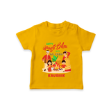 Happy Magh Bihu With Ma Baba - Customized T-Shirt For Kids - CHROME YELLOW - 0-5 Months Old (Chest 17")