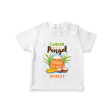 Cutest Pot of Pongal” Illustration | Personalized Kids T-Shirt  - WHITE - 0-5 Months Old (Chest 17")