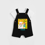 Little Farmer On Pongal - Customized Dungaree Set For Kids - BLACK - 0 - 5 Months Old (Chest 18")