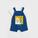 Little Farmer On Pongal - Customized Dungaree Set For Kids - COBALT BLUE - 0 - 5 Months Old (Chest 18")