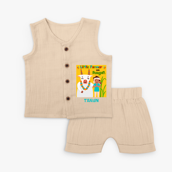 Little Farmer On Pongal - Customized Jabla For Kids - CREAM - 0 - 3 Months Old (Chest 9.8")